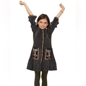 Zara Kids Embroidered Flounce Jacket Dress-Girls Size 5 Black